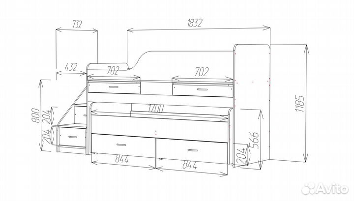 Кровать с ящиками 