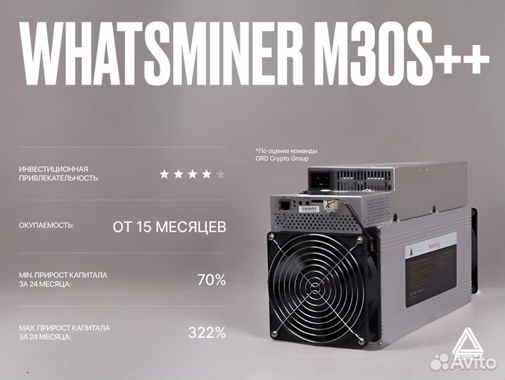 Asic майнер Whatsminer M30S++ / 104 TH/S