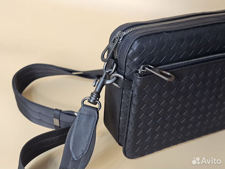 Мужская сумка кросс боди Bottega Veneta 2в1 чёрная