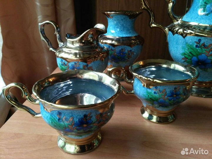 Сервиз чайный, с позолотой, 10 предметов