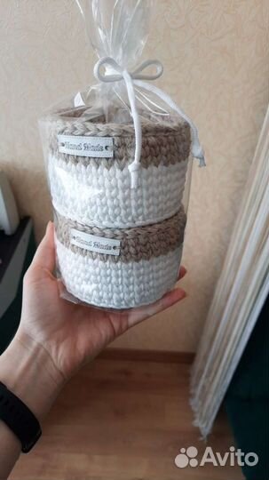 Корзина интерьерная вязанная