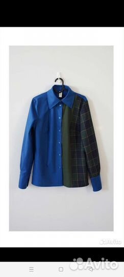 Рубашка колор блок теплая