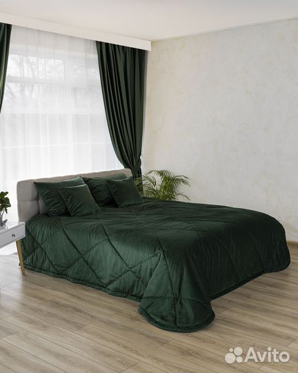 Покрывало Беллиссимо темно-зеленый новое плед