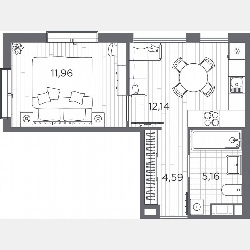 1-к. квартира, 33,9 м², 4/5 эт.