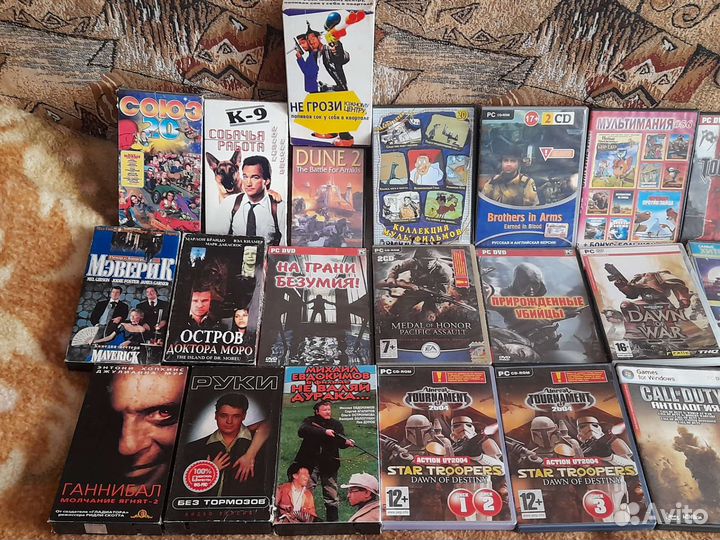 Компьютерные игры,видео касеты,двд диски