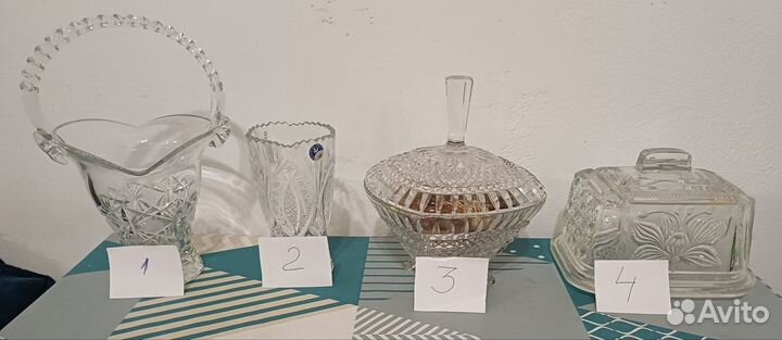 Конфетница, ваза, масленка, хрусталь