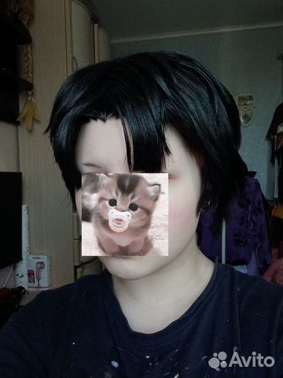 Парик черный короткий