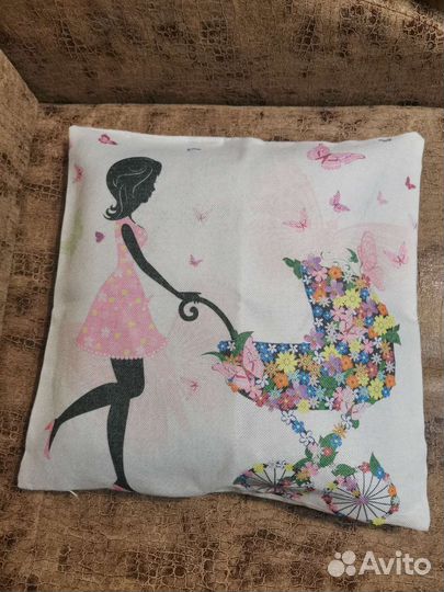 Чехол для подушки 44х44, наволочка из прошвы 70х78