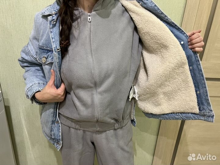 Джинсовая куртка ветровка Zara утепленная