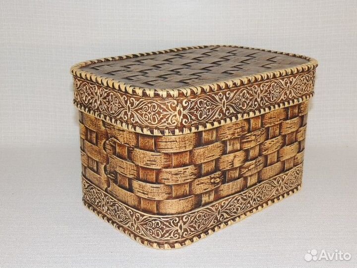 Набор из 2-х плетеных коробов из бересты