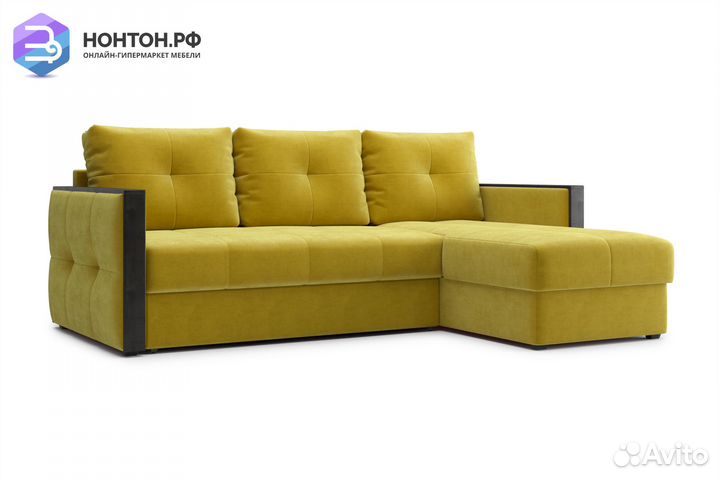 Диван угловой дельфин Инсайд горчичный