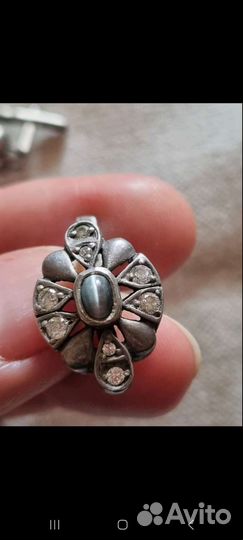 Серебряные серьги,кошачий глаз,фианит