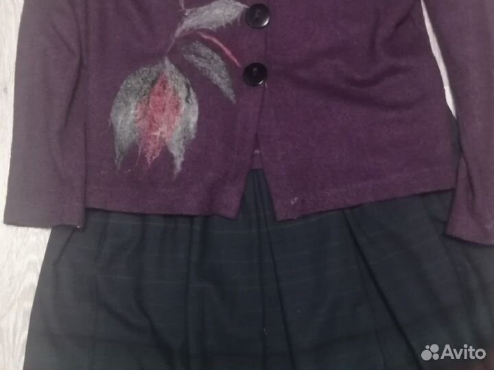 Юбка в складу миди 52-54 размера. Синий в полоску