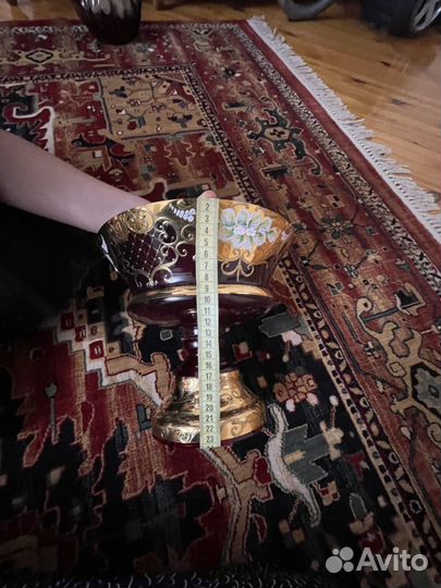 Ваза для фруктов на ножке богемия