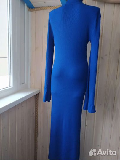 Платье королевский синий трикотаж Турция длинное