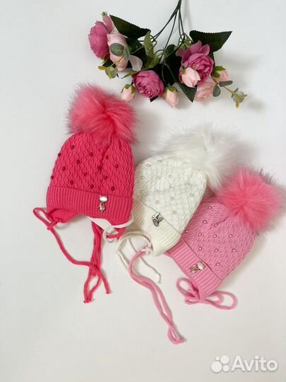 Новая демисезонная шапка для девочки 6-9 месяцев