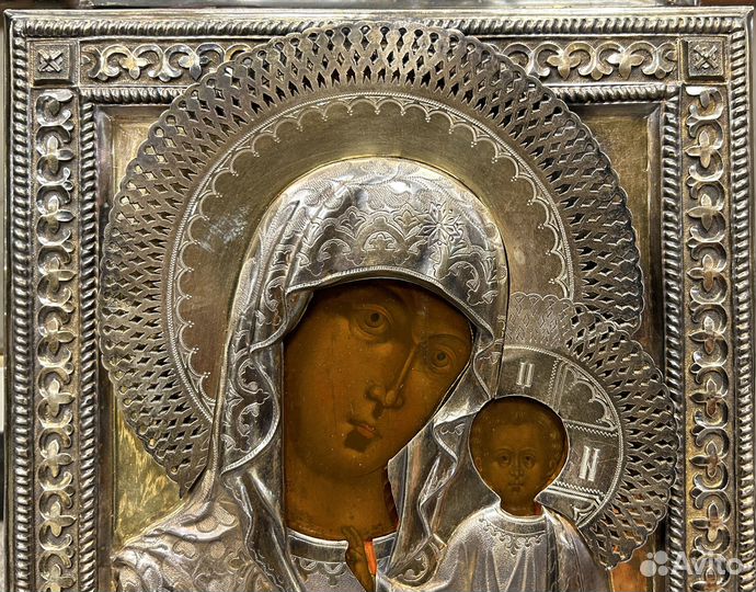 Икона Казанская Богородица Серебро Школьное Письмо