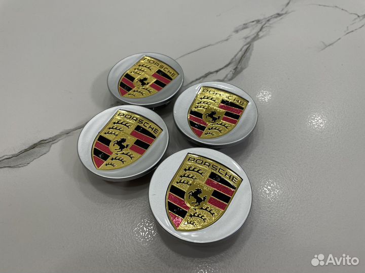 Колпачки дисков Porsche 65 мм колесные серебристые