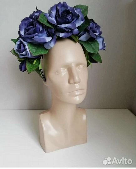 Ободок с цветами крупные розы пионы