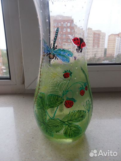 Ваза витражная роспись