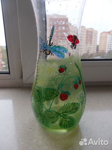 Ваза витражная роспись