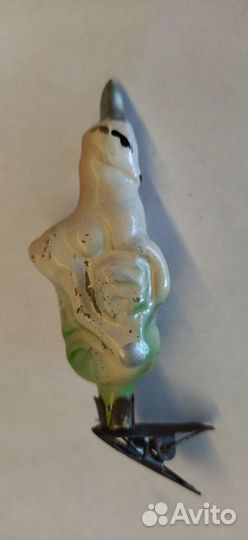 Ёлочная игрушка серебряное копытце.стекло, сказка