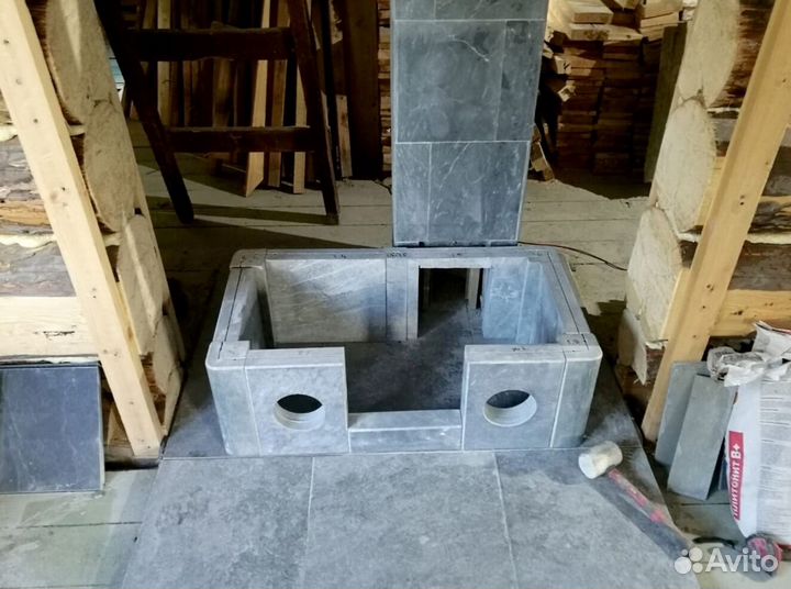 Печь полностью из натурального камня