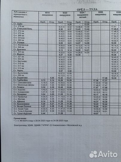 Служебное расписание пригородных поездов 2023