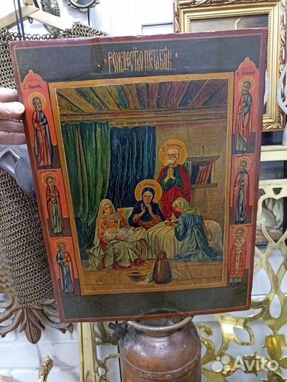 Икона старинная Рождество Пресвятой Богородицы