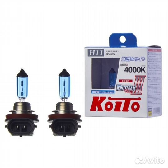 Лампа Koito Whitebeam H11 12V 55W (100W) 4000K