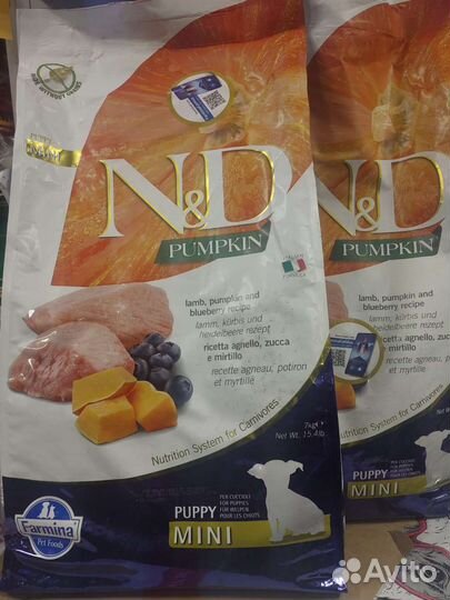Farmina N&D для щенков мини ягненок,тыква 7 кг