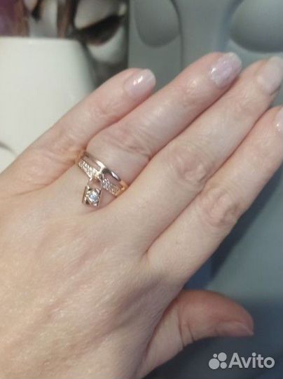 Кольцо с пробой 585 RG позолота