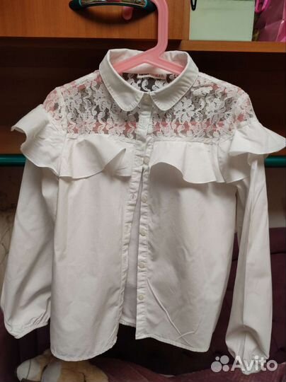 Рубашка блузка детская белая 134 140
