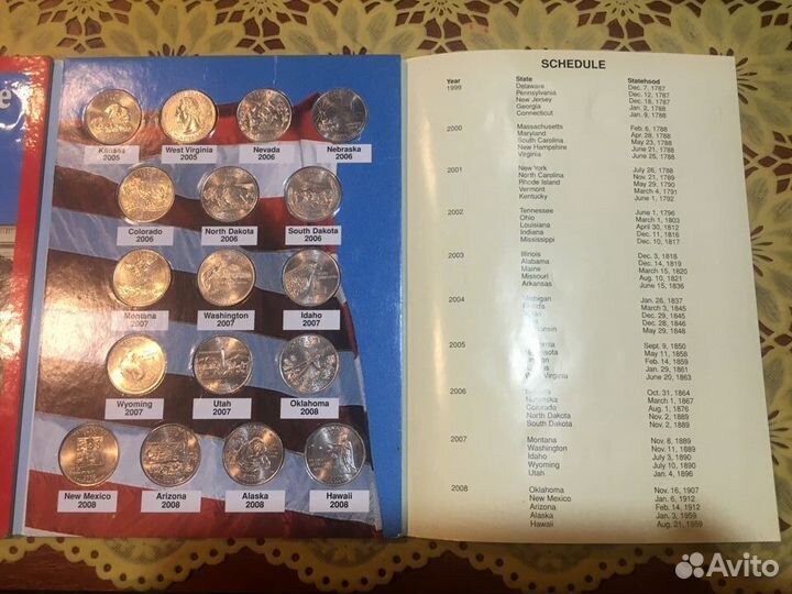 Коллекционный набор монет США по 25 центов