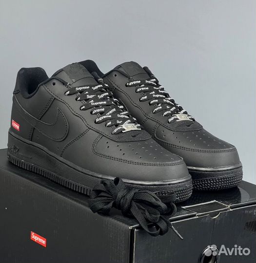 Кроссовки Nike Air Force 1 Черные Supreme