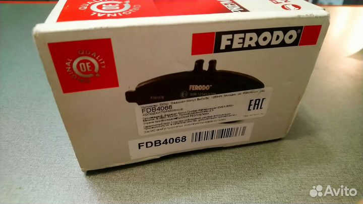 Колодки тормозные передние Ferodo, FDB4068