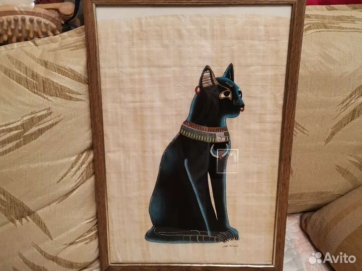 Картина на папирусе Египетская кошка