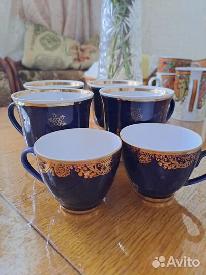 Чашки фарфоровые кобальтовые СССР винтаж