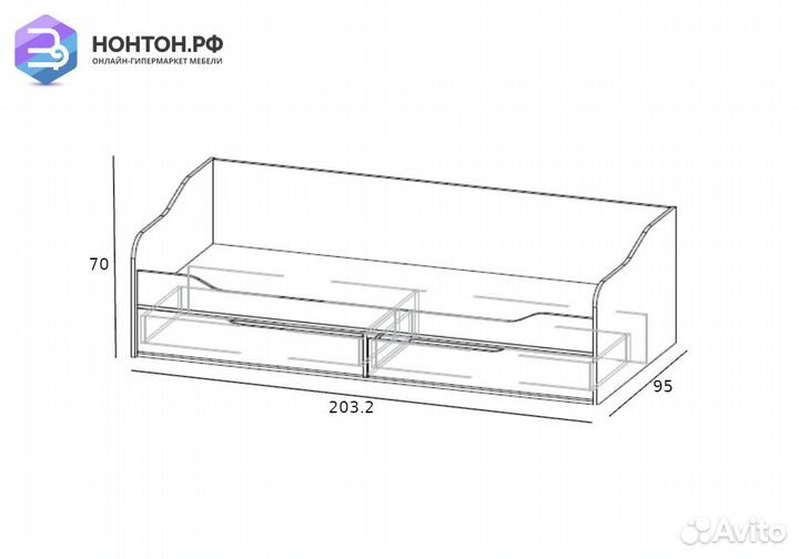 Кровать Рио 1 0.9 м дуб делано / белый