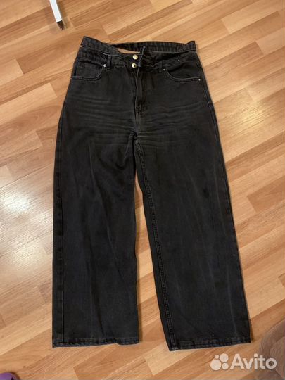 Джинсы черные широкие