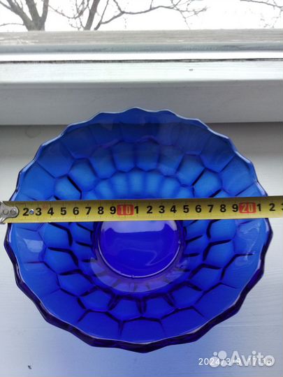 Синяя ваза салатница-конфетница СССР