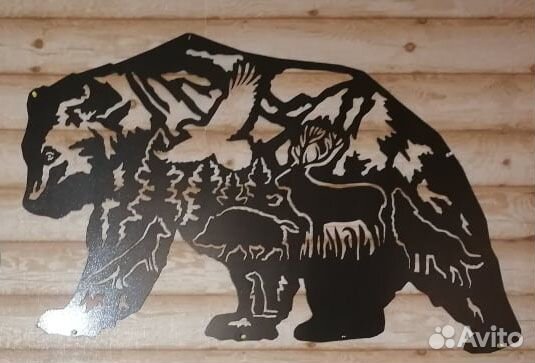 Картина из металла - тотем медведь