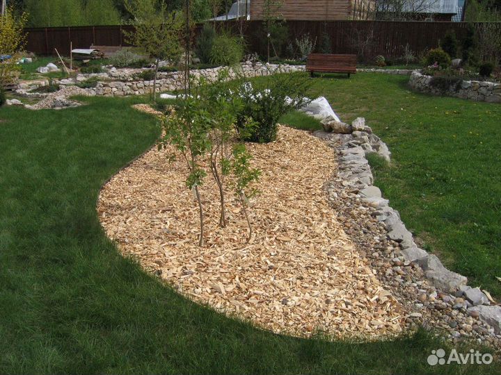 Щепа для декора сада, некрашеная 2-4см