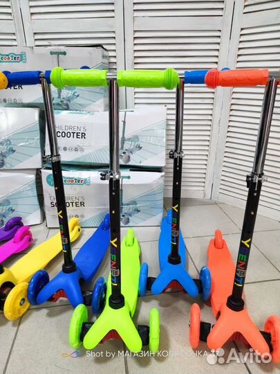 Самокаты 3-х колесные светящиеся колеса