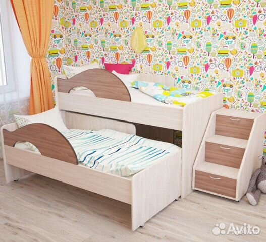 Кровать двухъярусная Радуга цвет: Ясень тёмный