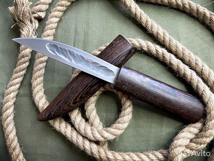 Якутский нож с деревянным чехлом из стали к340