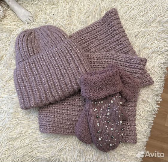 Комплект шапка+снуд+варежки
