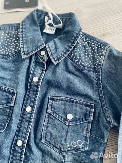 Новая джинсовая рубашка на девочку 104 Италия Ido