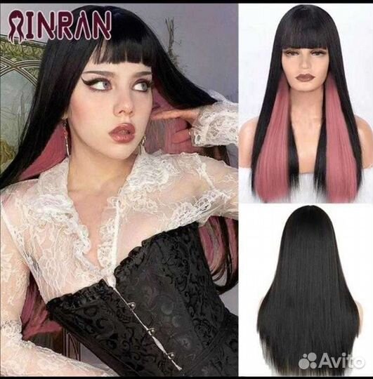 Парик черно-розовый