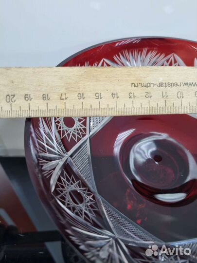 Ваза для фруктов цветной хрусталь (марганцевый). Е